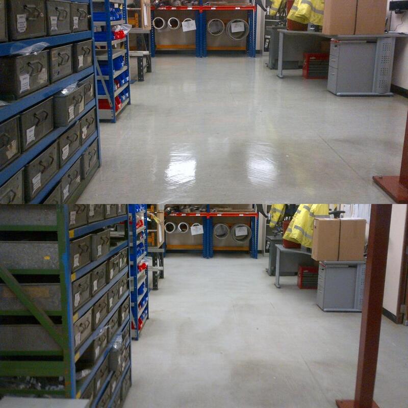 Vinyl factory floor clean before & after